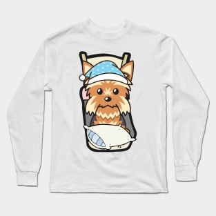 Cute yorkshire terrier is going to bed Long Sleeve T-Shirt